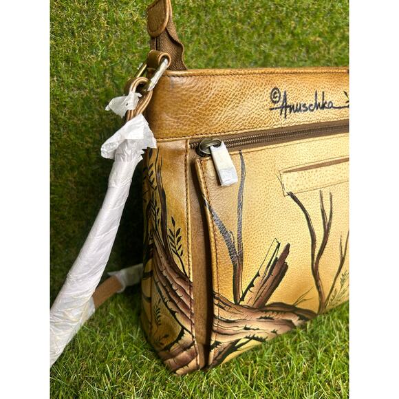 Anuschka Hand Painted Leopard‎ Leather Crossbody Organizer NWT - Picture 7 of 12